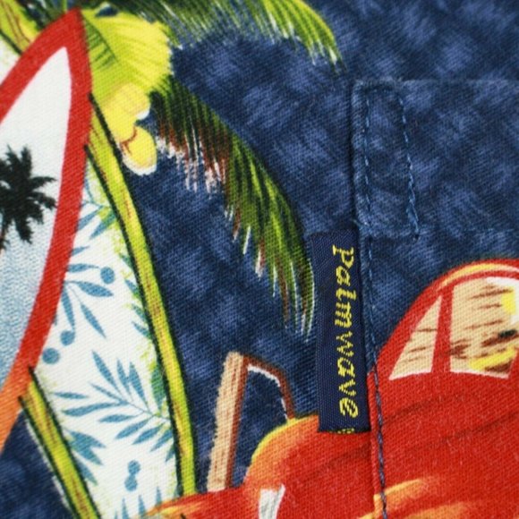 PALMWAVE HAWAIIAN BUTTON FRONT SHIRT-VINTAGE CARS, SURF BOARDS, PALM TREES L? - Picture 9 of 10